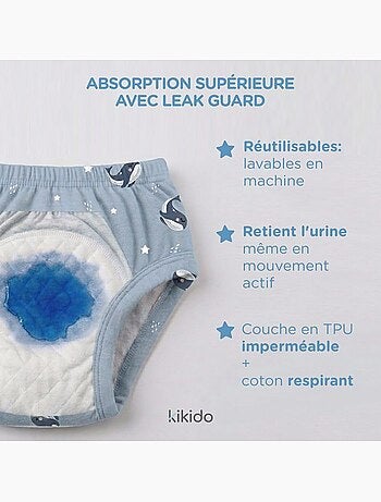Culotte d’apprentissage lavable - coton étanche anti-fuite - kikido