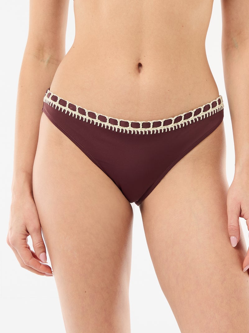 Culotte de bain avec bords macramé Marron - Kiabi