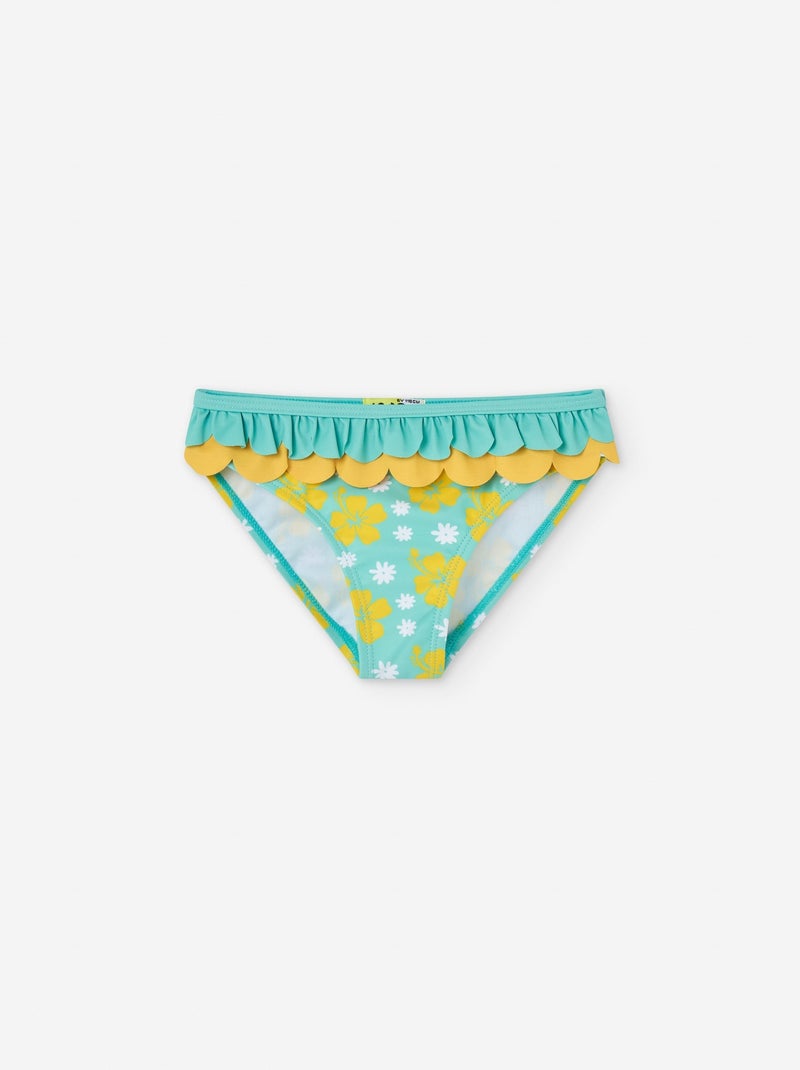 Culotte de Bain avec Fleurs et Volants Vert clair - Kiabi