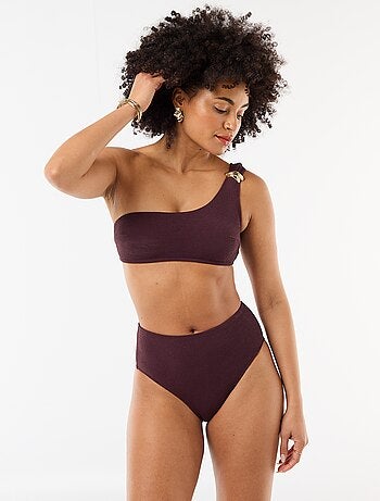Culotte de bain gaufrée taille haute