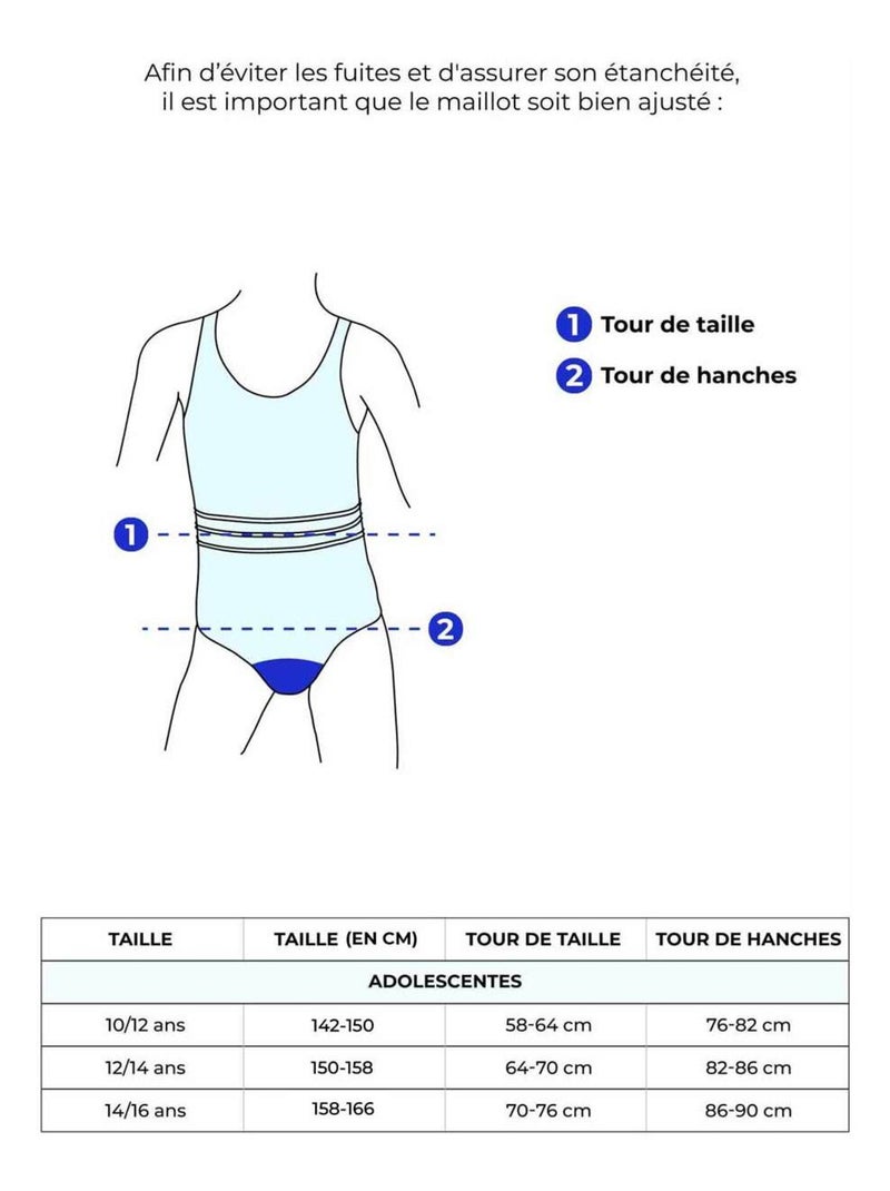 Culotte de Bain Menstruel Bikini ado Noir Noir - Kiabi