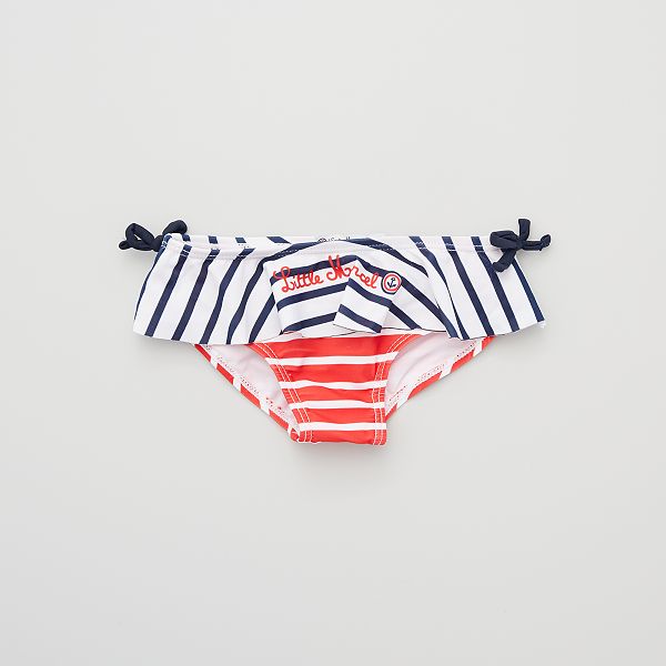 Culotte De Bain Rayee Avec Volants Bebe Fille Rouge Kiabi 6 00