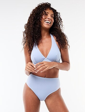 Culotte de bain taille haute imprimé vichy