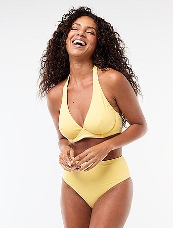 Culotte de bain taille haute imprimé vichy