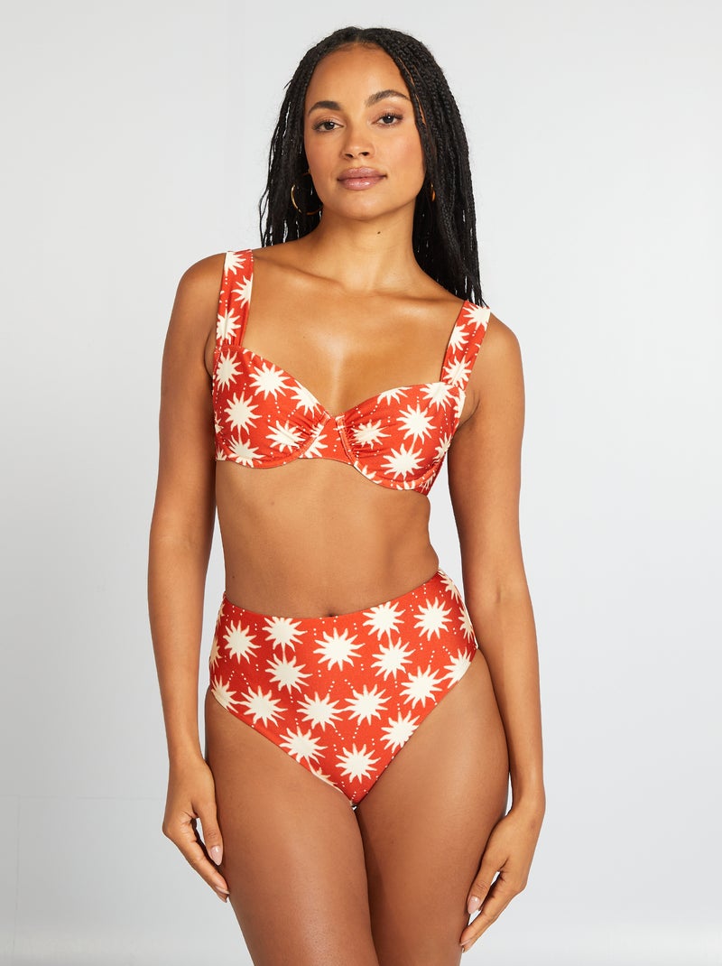 Culotte de bain taille haute imprimée Imprimé soleil - Kiabi