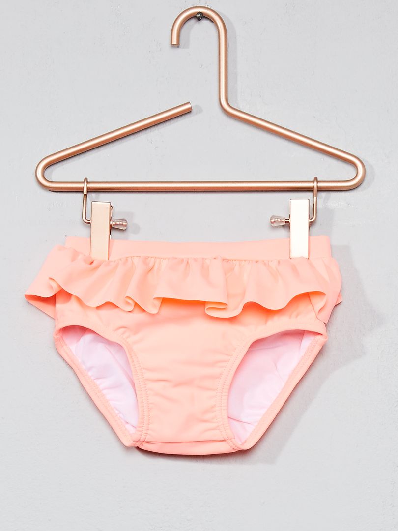 Culotte de bain volantée - corail fluo - Kiabi - 6.00€