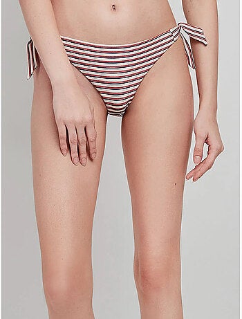 Culotte de bikini ajustable à rayures imprimées