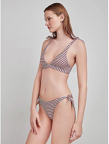 Culotte de bikini ajustable à rayures imprimées