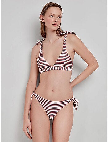 Culotte de bikini ajustable à rayures imprimées