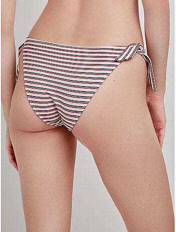 Culotte de bikini ajustable à rayures imprimées