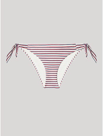 Culotte de bikini ajustable à rayures imprimées