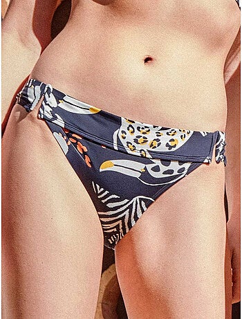 Culotte de bikini avec détail à la taille et imprimé tropical
