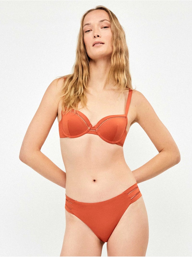 Culotte de bikini avec détail ajouré sur les côtés Terracotta - Kiabi