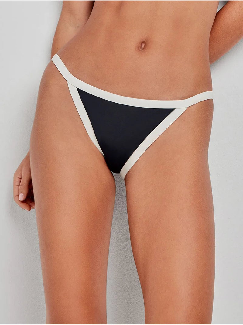 Culotte de bikini bords contrastés Noir - Kiabi