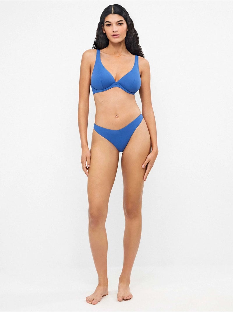 Culotte de bikini brésilien coupe en v Bleu - Kiabi