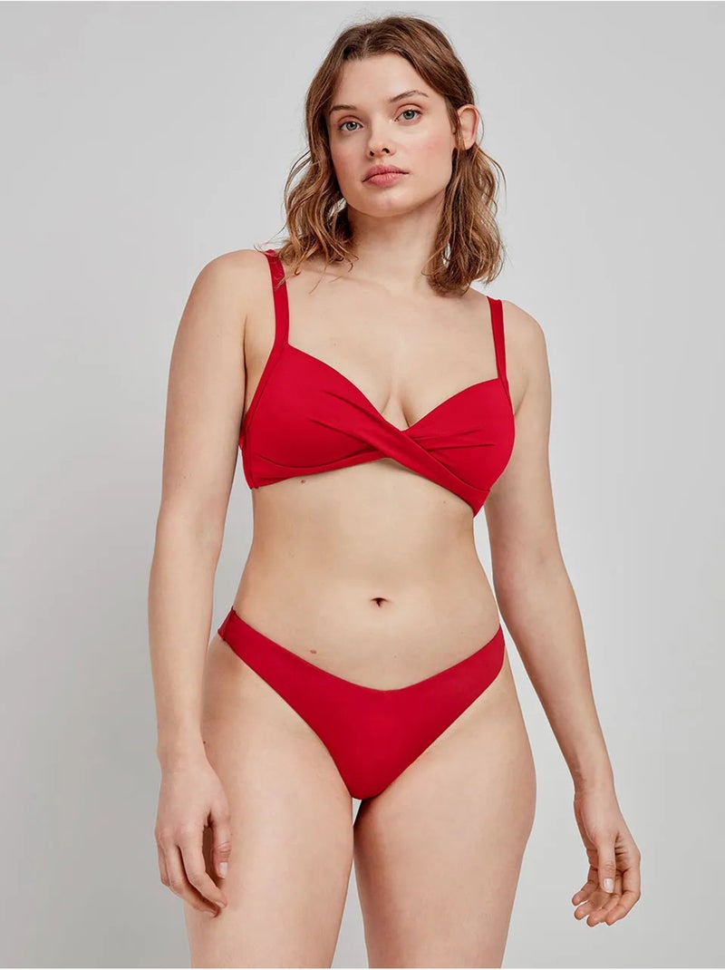 Culotte de bikini brésilien coupe en v Rouge - Kiabi