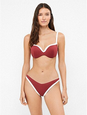 Culotte de bikini brésilien coupe v bicolore