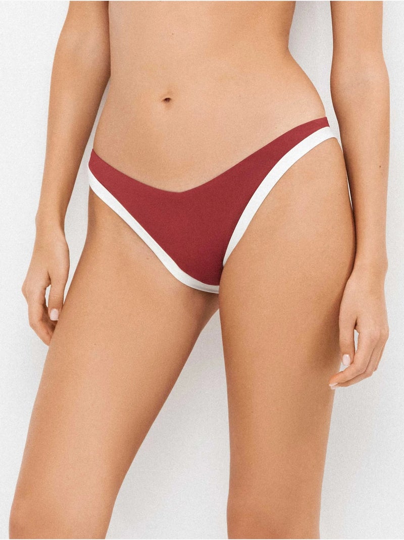 Culotte de bikini brésilien coupe v bicolore Bordeaux - Kiabi