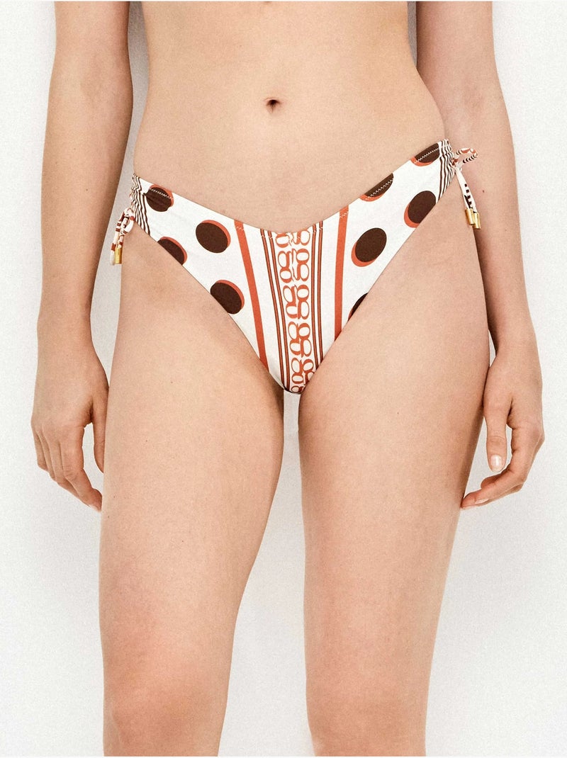 Culotte de bikini brésilien imprimé monogramme Multicolore - Kiabi
