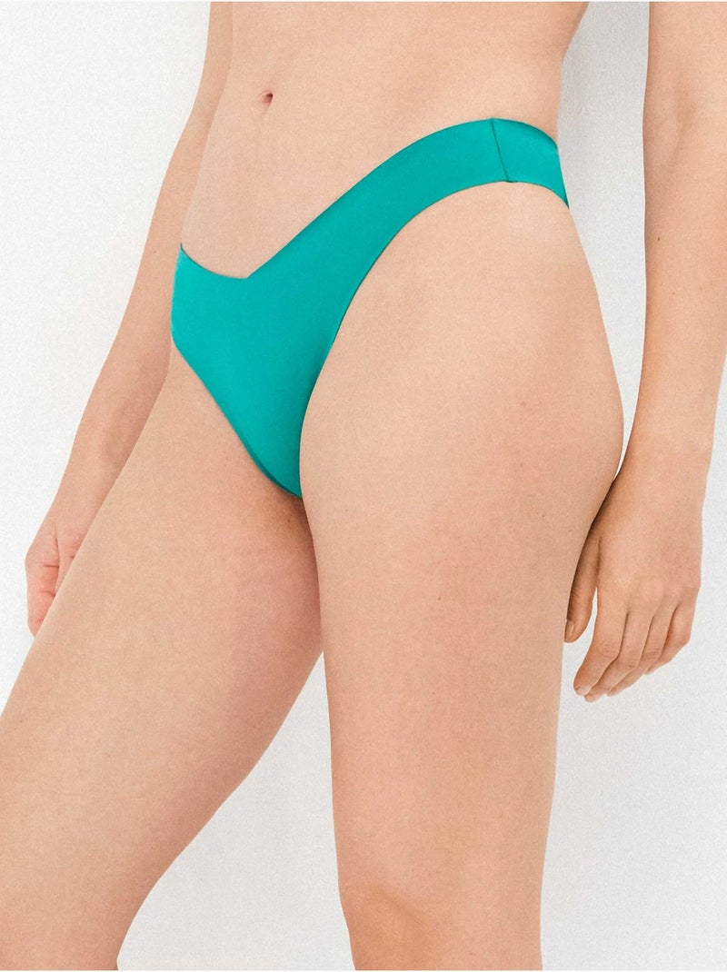 Culotte de bikini brésilienne coupe en v en tissu high-tech gainant Bleu Vert - Kiabi