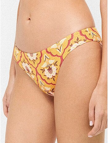 Culotte de bikini classique réversible en tissu imprimé
