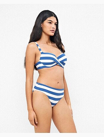 Culotte de bikini en tissu à rayures tissées