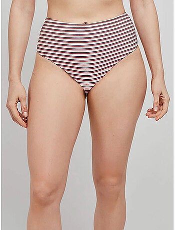 Culotte de bikini haut à rayures imprimées