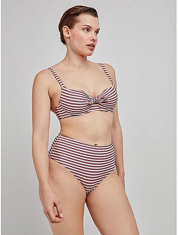Culotte de bikini haut à rayures imprimées