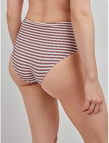 Culotte de bikini haut à rayures imprimées