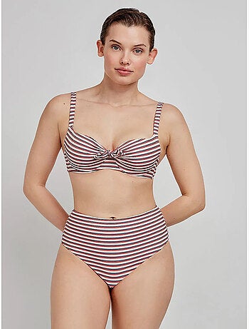 Culotte de bikini haut à rayures imprimées