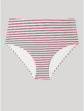 Culotte de bikini haut à rayures imprimées