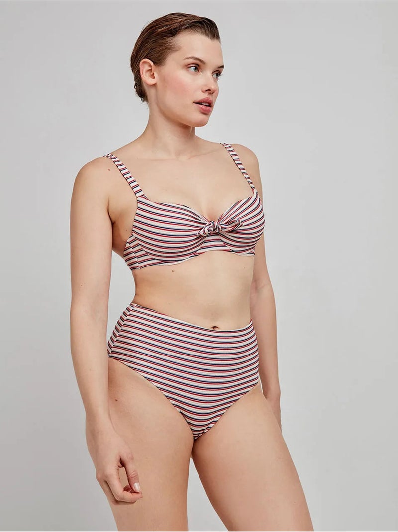 Culotte de bikini haut à rayures imprimées Multicolore - Kiabi