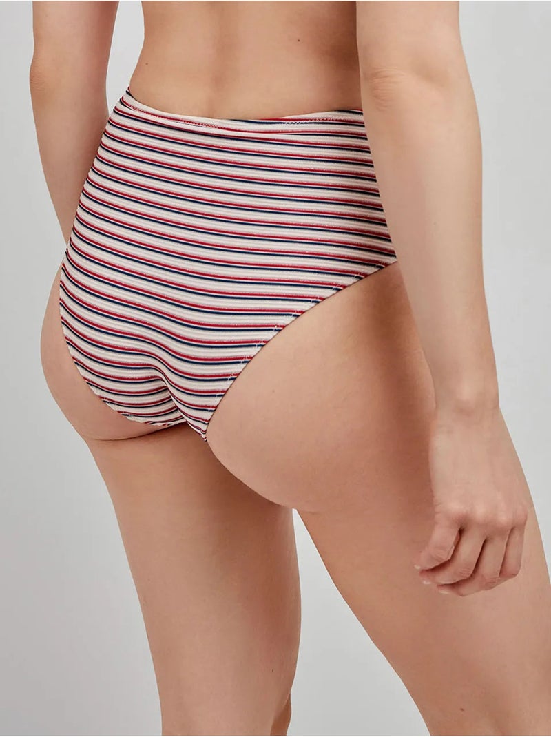 Culotte de bikini haut à rayures imprimées Multicolore - Kiabi
