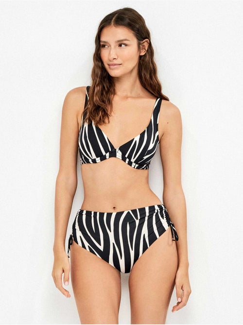 Culotte de bikini taille haute en tissu imprimé animal motif zèbre - Kiabi Culotte de bikini taille haute en tissu imprimé animal motif zèbre - Kiabi