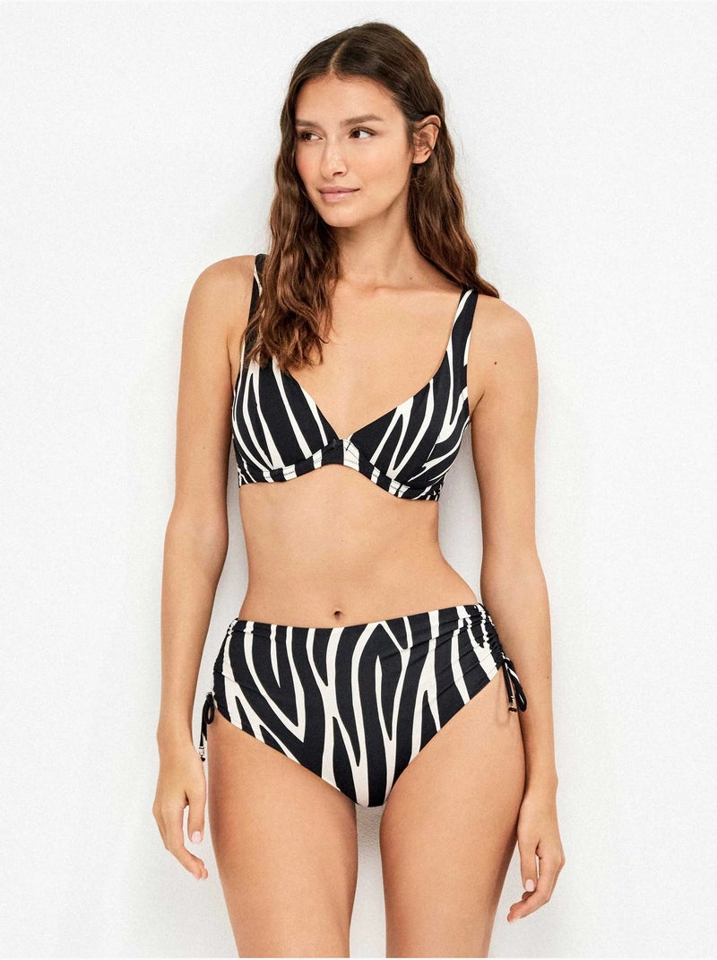 Culotte de bikini taille haute en tissu imprimé animal motif zèbre Multicolore - Kiabi