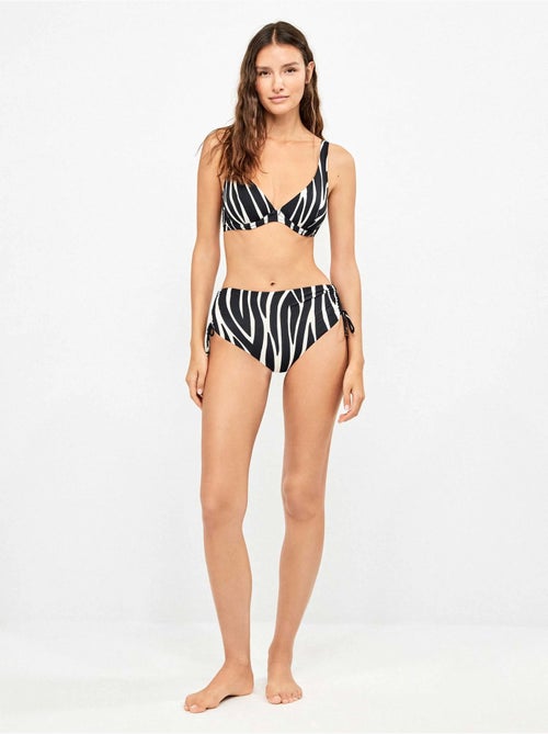Culotte de bikini taille haute en tissu imprimé animal motif zèbre - Kiabi Culotte de bikini taille haute en tissu imprimé animal motif zèbre - Kiabi