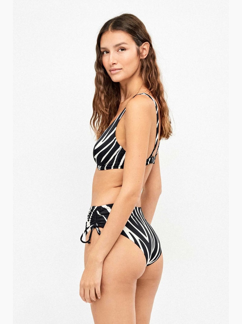 Culotte de bikini taille haute en tissu imprimé animal motif zèbre Multicolore - Kiabi