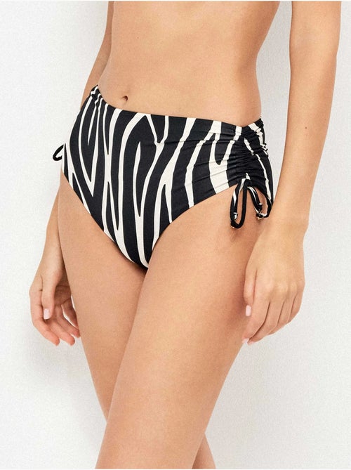 Culotte de bikini taille haute en tissu imprimé animal motif zèbre - Kiabi Culotte de bikini taille haute en tissu imprimé animal motif zèbre - Kiabi