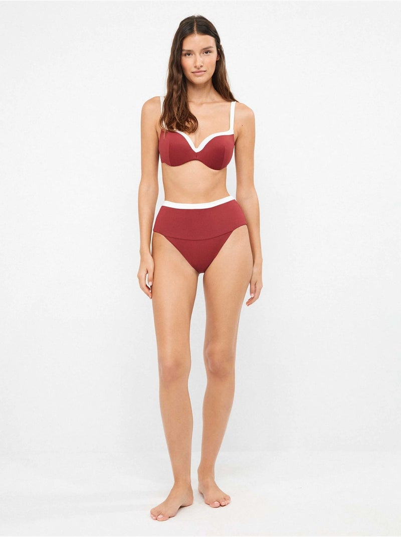 Culotte de bikini taille haute multiposition Bordeaux - Kiabi