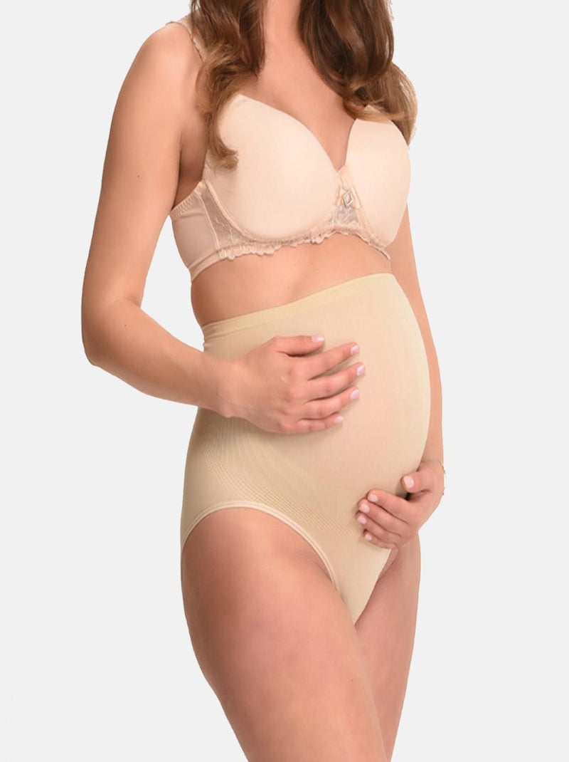 Culotte de grossesse sans coutures ,  effet galbant  (Mamsy) Beige - Kiabi