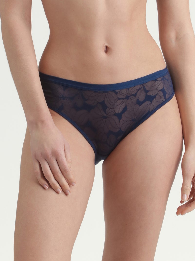 Culotte dentelle florale Coupe Vintage Bloom Bleu nuit - Kiabi