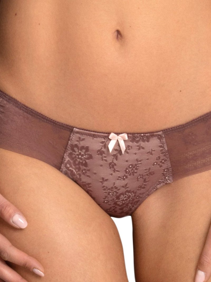 Culotte dos transparent en dentelle Fleur Rose - Kiabi