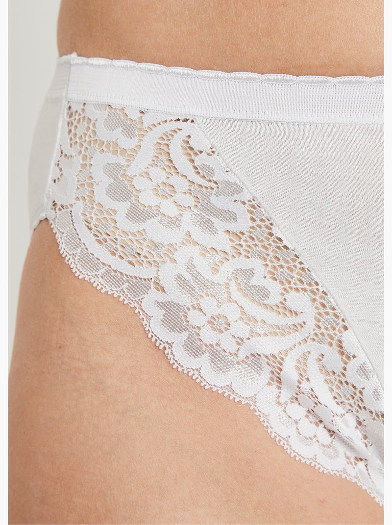 Culotte échancrée dentelle - lot de 3 - Afibel Blanc - Kiabi