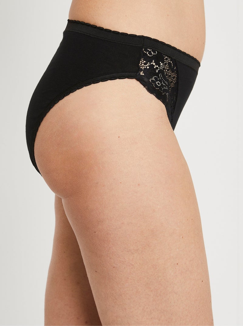 Culotte échancrée dentelle - lot de 3 - Afibel Noir - Kiabi