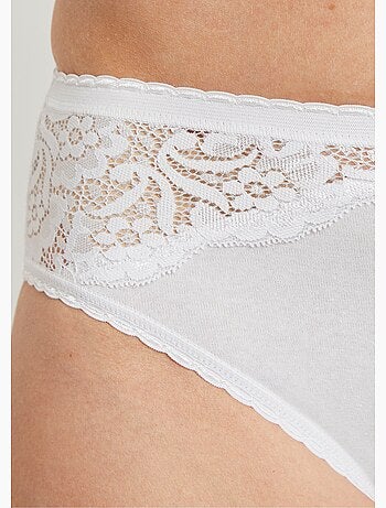 Culotte échancrée dentelle coton - lot de 3 - Afibel