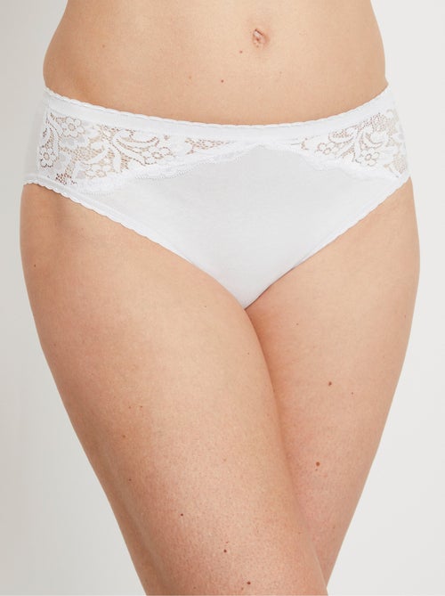 Culotte échancrée dentelle coton - lot de 3 - Afibel - Kiabi