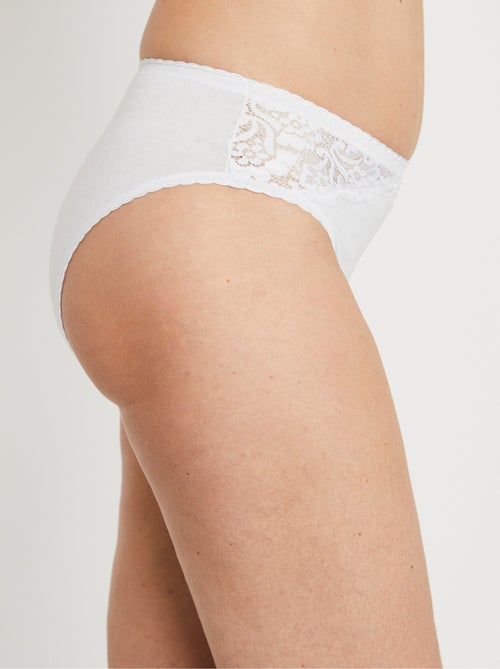 Culotte échancrée dentelle coton - lot de 3 - Afibel - Kiabi