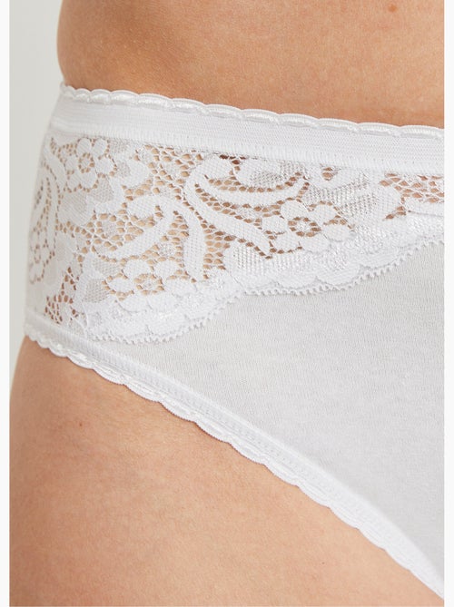 Culotte échancrée dentelle coton - lot de 3 - Afibel - Kiabi