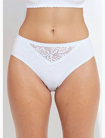 Culotte échancrée dentelle coton - lot de 3 - Afibel