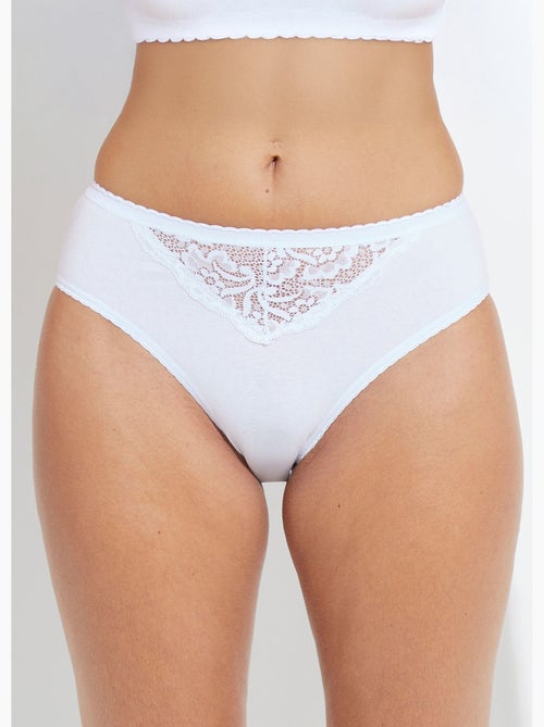 Culotte échancrée dentelle coton - lot de 3 - Afibel - Kiabi